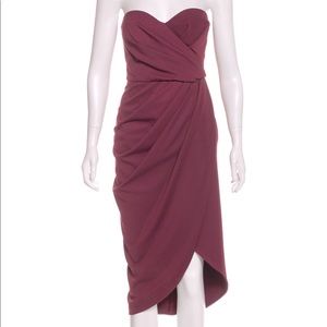 Zac Posen burgundy draped midi dress XS